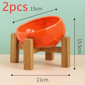 Pet Supplies Bowl Ceramic Cat Bowl Dog Bowl Oblique Mouth (Color: redset2pcs)