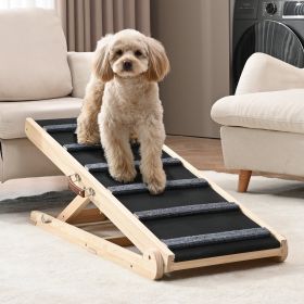 Dog Ramp, Folding Pet Ramp For Bed, Adjustable Dog Ramp For Small, Large, Old Dogs & Cats, Wooden Pet Ramp With 41.3' Long Ramp, Adjustable From (Option: Multicolor)