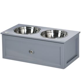Elevated Dog Bowls with Storage, 2 Stainless Steel Bowls for Medium Dogs, Gray (Option: Gray-700x380x200 mm)