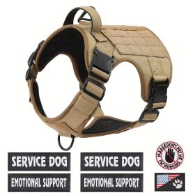Tactical Pet Chest Service Dog Harness Vest Adjustable Reflective Dog Harness Metal Buckle Hiking Training (Option: Brown-XL)