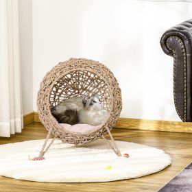 20.5" Weaved Cat Bed (Option: Beige-540x460x590 mm)