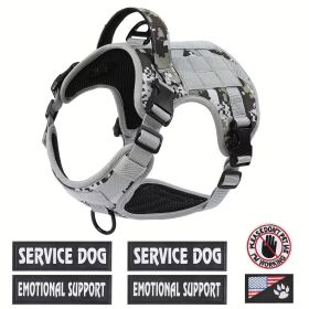 Tactical Pet Chest Service Dog Harness Vest Adjustable Reflective Dog Harness Metal Buckle Hiking Training (Option: Gray Camouflage-S)