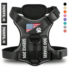 Reflective Breathable Solid Color Polyester Dog Strap (Option: Black-XL)