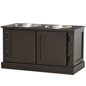 Elevated Dog Bowls with Storage, Two Stainless Steel Bowls for Large Dogs, Coffee (Option: Coffee-700x380x170 mm)