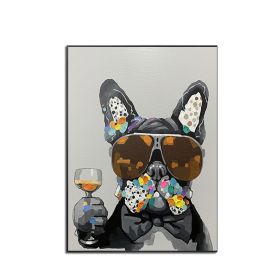 Top Selling Handmade Abstract Oil Painting  Wall Art Modern Minimalist Cute Pet Dog Picture Canvas Home Decor For Bedroom No Frame (size: 70x140CM)