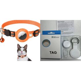 Reflective Collar Waterproof Holder Case For Airtag Air Tag Airtags Protective Cover Cat Dog Kitten Puppy Nylon Collar (Color: Orange set1)