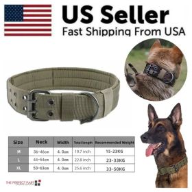 Wide Tactical Heavy Duty Nylon Large Dog Collar K9 Military With Metal Buckle (Option: Green-M)